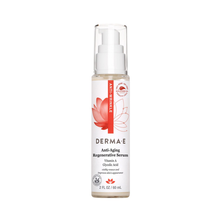 DERMA E AntiAging Regenerative Serum Hydrating Day and Night Serum Skin Renewing with Glycolic Acid and Vitamin A Advanc