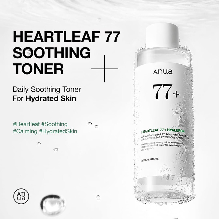 Anua Heartleaf 77 Soothing Toner I pH 55 Trouble Care Calming Skin Refreshing Hydrating Purifying Cruelty Free Vegan250m