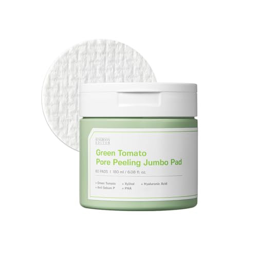 SUNGBOON EDITOR Green Tomato Pore Peeling Pad 60 Sheets Exfoliating PHA Toner Pads with Green Tomato Hyaluronic Acid Por