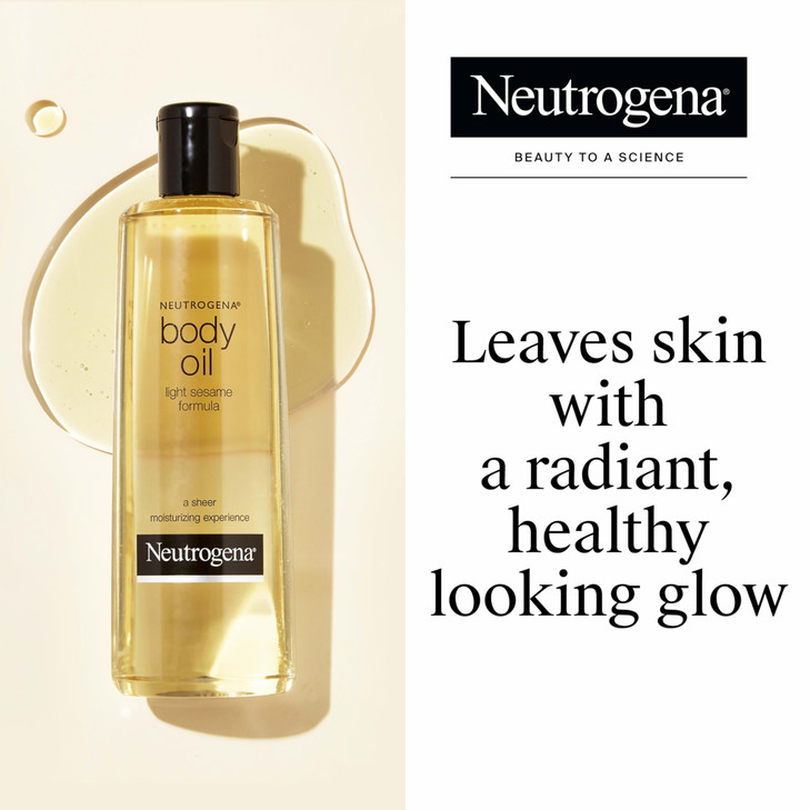 Neutrogena Body Oil Light Sesame Formula 16 fl oz Radiant Glow Moisturizer for Dry Skin Bath Shower Oil For Smooth and H