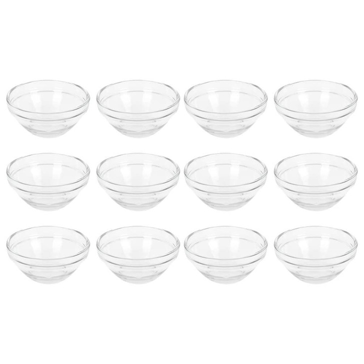 Beaupretty Glass Facial Mask Bowls 12Piece Set 236 Inch Clear Essential Oil Mixing Bowls with Smooth Edges for Salon Spa