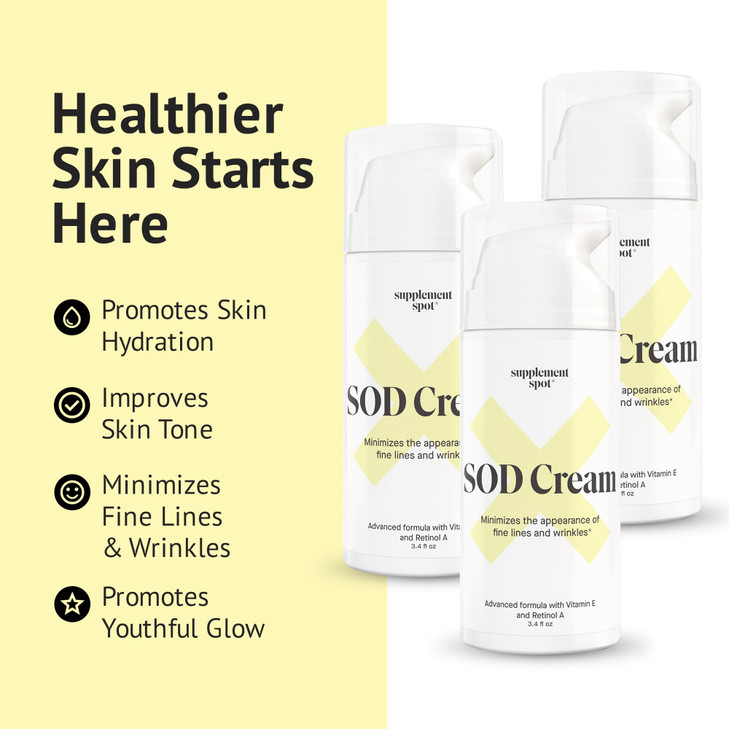 Supplement Spot Superoxide Dismutase SOD AntiAging Cream Face Moisturizer for Fine Lines Wrinkles Smooth Firm Skin Youth