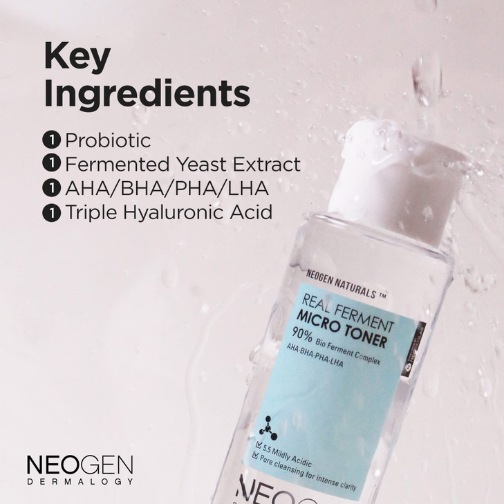 KBeauty Neogen Dermalogy Real Ferment Micro Toner Gentle Face Toner wTriple Hyaluronic Acid AHA BHA PHA LHA Gentle Exfol