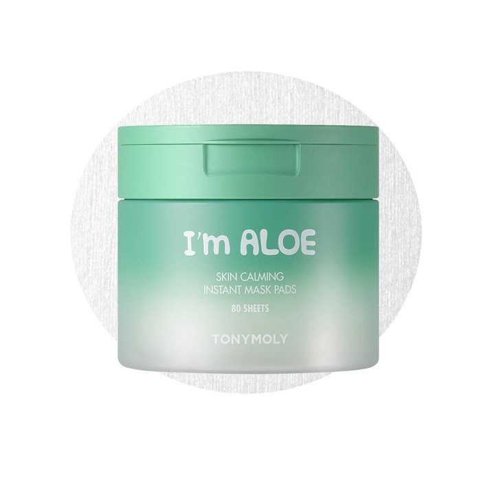 TONYMOLY Im Aloe Skin Calming Mask Pads 80 Biodegradable Sheets for Sensitive Dry Skin Hydrating Moisturizing Soothing K