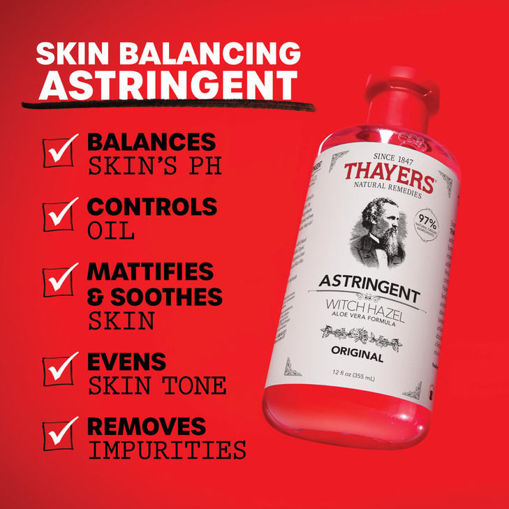 THAYERS Original Witch Hazel Astringent with Aloe Vera 12 Oz Pack of 2