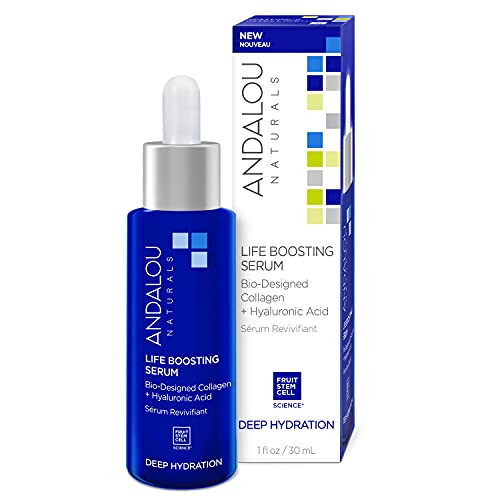 Andalou Naturals Collagen Hyaluronic Acid Serum for Face Deep Hydration Life Boosting Face Serum Helps Improve Skin Elas