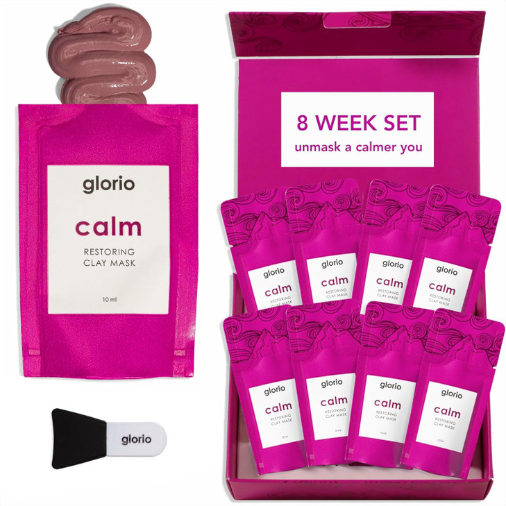 Glorio Discovery Kit Clay Face Mask Treatments 4 Week Beauty Gift Set Facial Skin Care Boost Radiance Minimize Pores Red