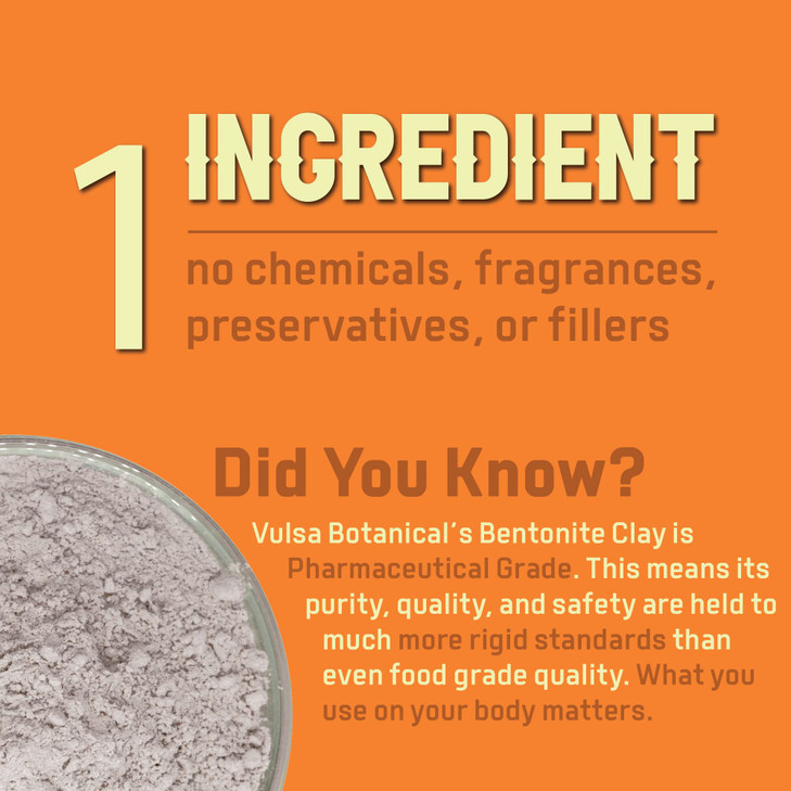 Vulsa Bentonite Clay Powder Calcium Bentonite Clay Food Grade Organic for Acne Face Mask Body Detox Hair and Mud Bath Na