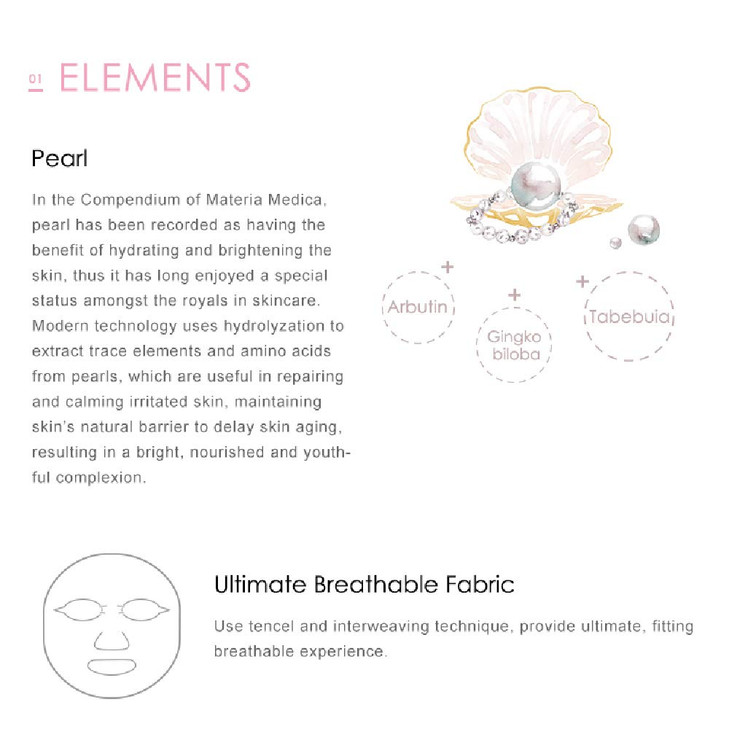 My Beauty DiaryRoyal Pearl Radiance Facial Mask Hydrating and Brightening Collagen Essence Face Sheet Mask for Normal an