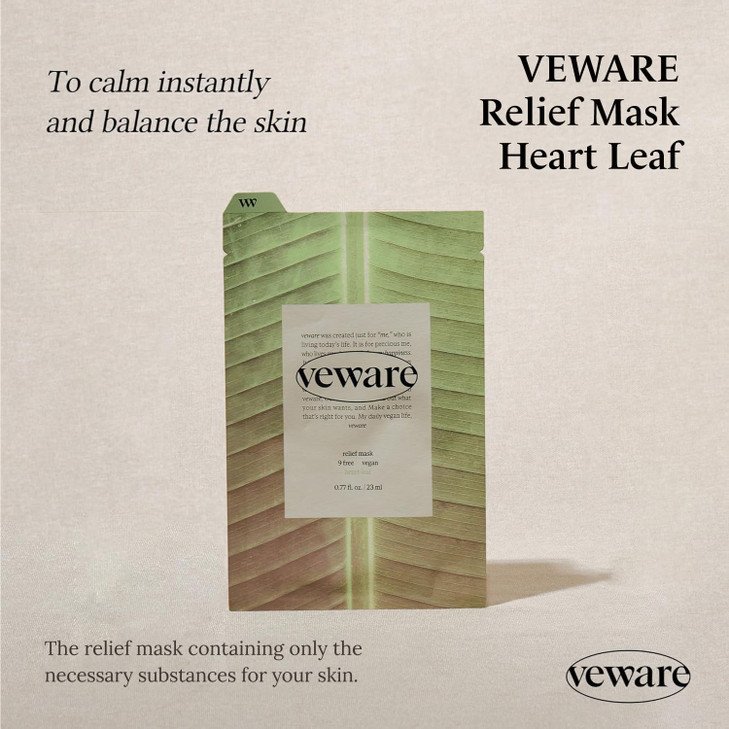 Veware Relief Mask 10pcs For Calming the skin Facial sheet mask for face Immediate Calming Korean Facial Mask 10ea sheet