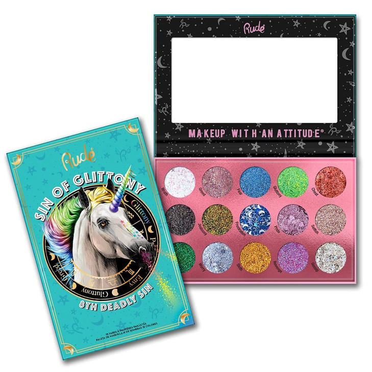 Sin of Glittony Glitter Palette by Rude Cosmetics for Women 0634 oz Eye Shadow