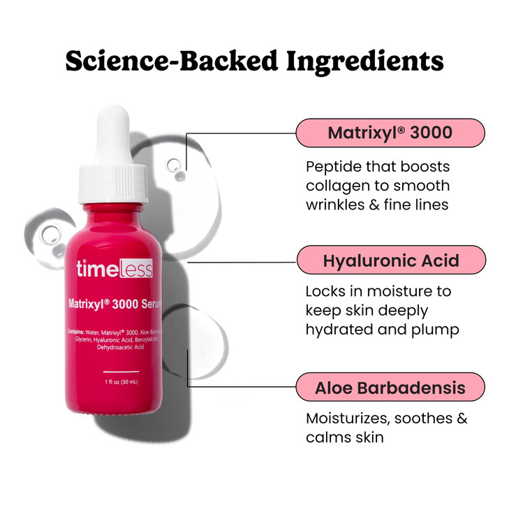 Timeless Skin Care Matrixyl 3000 Serum Personal Care Face Serum Supports Hydration with Hyaluronic Acid FragranceFree fo