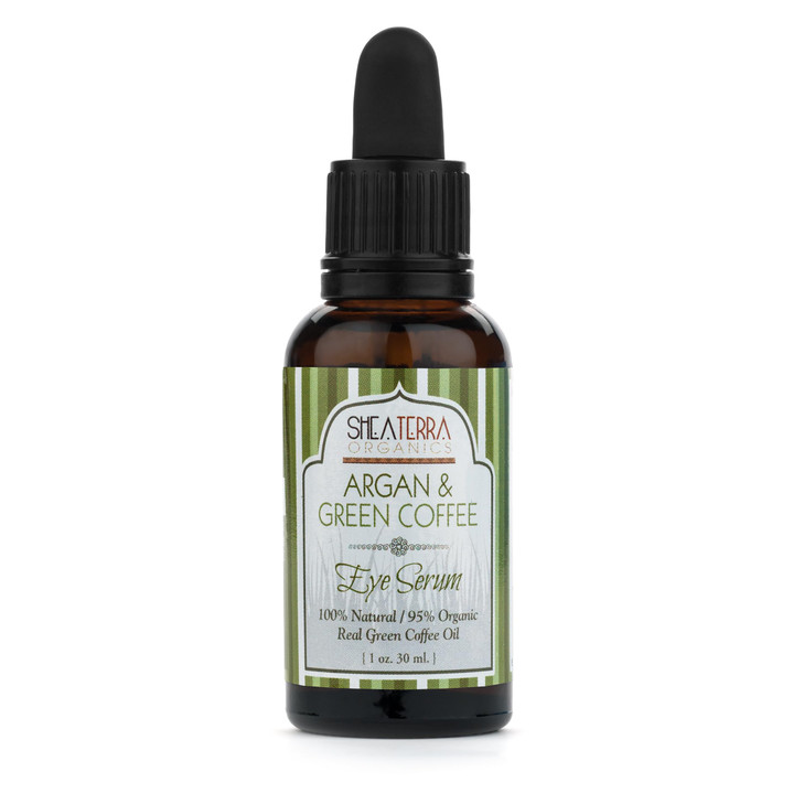 Shea Terra Argan and Green Coffee AroundEye Serum All Natural Organic Eye Serum with AntiAging Essential Fatty Acids Ant