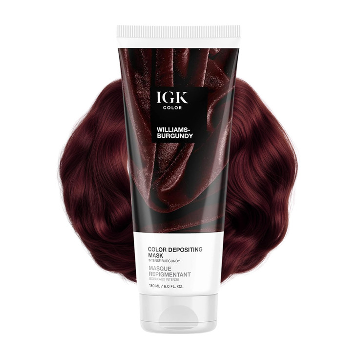 IGK Hair Gloss Toner Color Depositing Mask Intense Burgundy SemiPermanent Vegan Cruelty Free Williams Burgundy
