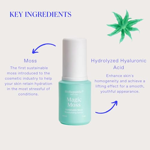 BioRepublic Skincare Firming Facelift Magic Moss Serum with Vitamin B5 Hyaluronic Acid Moisturizing Serum for Damaged Sk