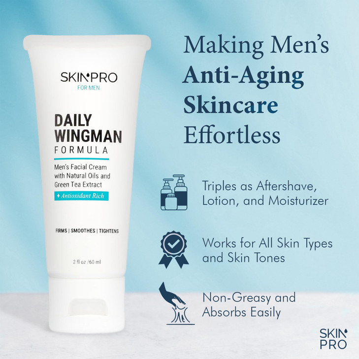 SkinPro Face Cream for Men AntiAging and AntiWrinkle Moisturizer Aftershave Lotion with Natural Green Tea Oil Extract fo