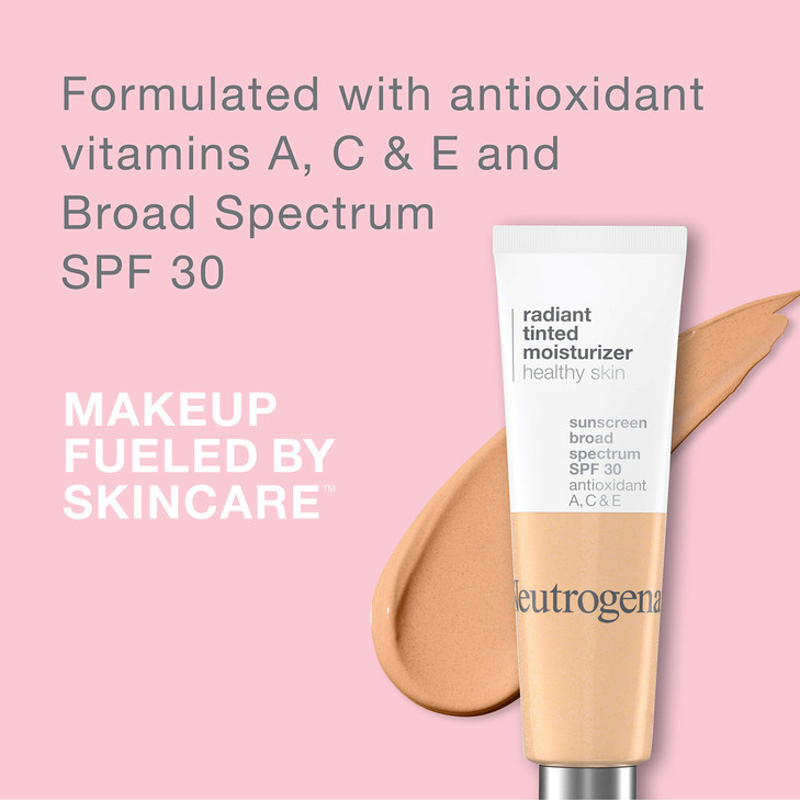 Neutrogena Healthy Skin Radiant Tinted Facial Moisturizer with Broad Spectrum SPF 30 Sunscreen Vitamins A C E Lightweigh