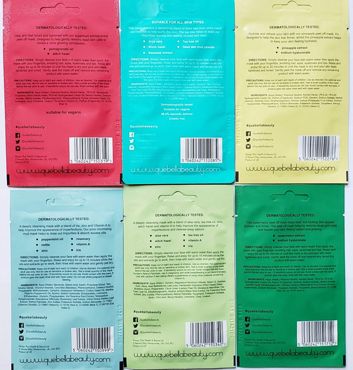 Que Bella Face Mask Pamper Me Gift Set Including 6 Popular Que Bella Face Masks in a Gift Bag