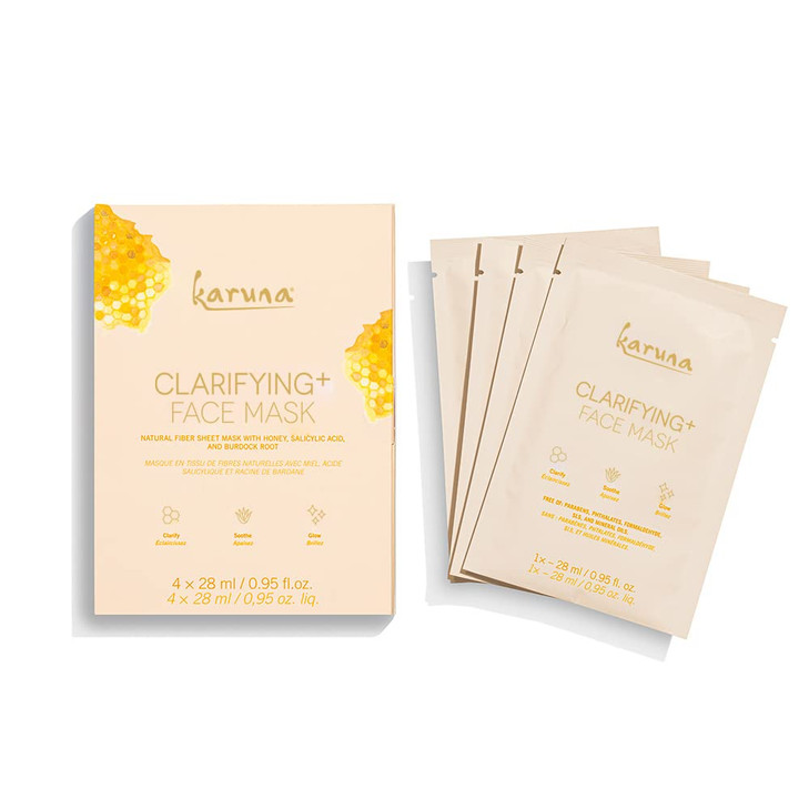 Karuna Skin Clarifying Sheet Masks for Clear Skin Moisturizing Hydrating Face Masks Skincare Sheet Mask with Honey Salic
