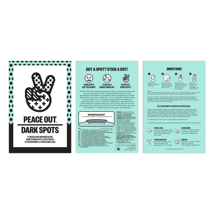 PEACE OUT Microneedling Dark Spot Brightening Dots Targeted Dark Spot Corrector Patches for Face with Dissolving Microne