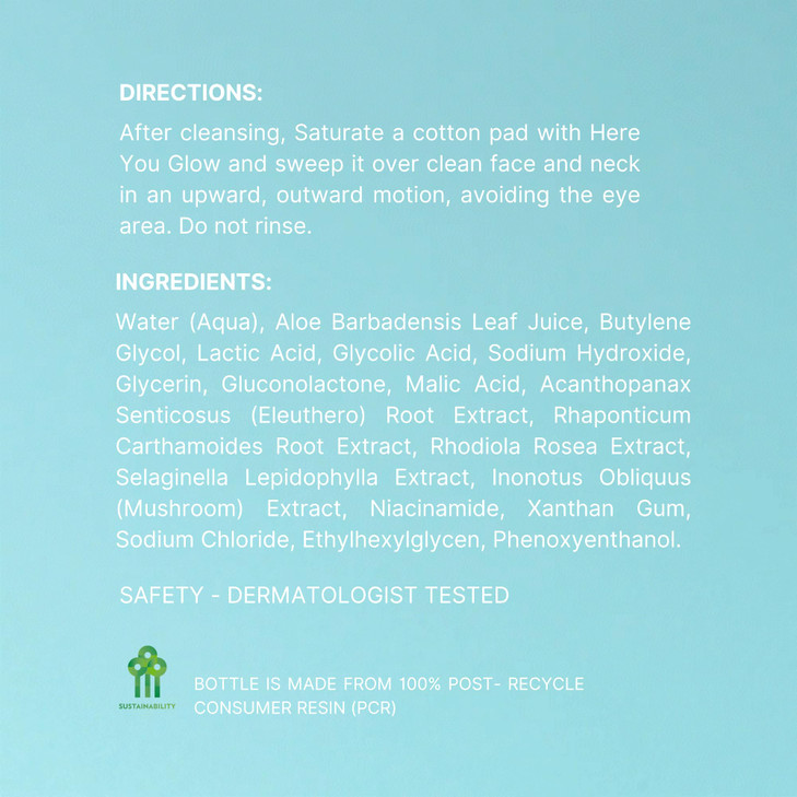 Nu Skin Here You Glow Face Exfoliator Toner Toner for face with Water Salicylic Acid Glycolic Acid Hydroxy Acid Blend Un