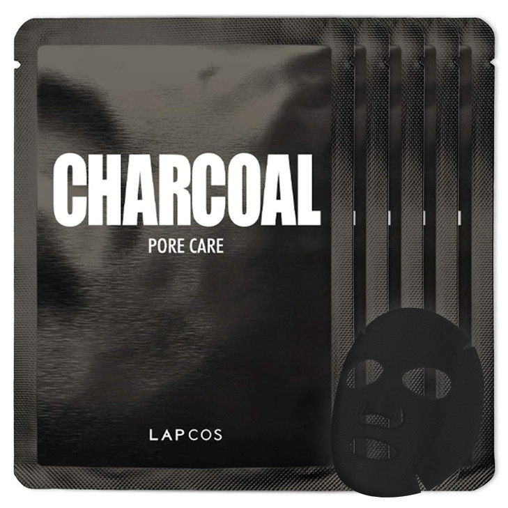 LAPCOS Charcoal Sheet Mask Daily Face Mask with Salicylic Acid and Tea Tree Oil to Detoxify and Tighten Skin Korean Beau