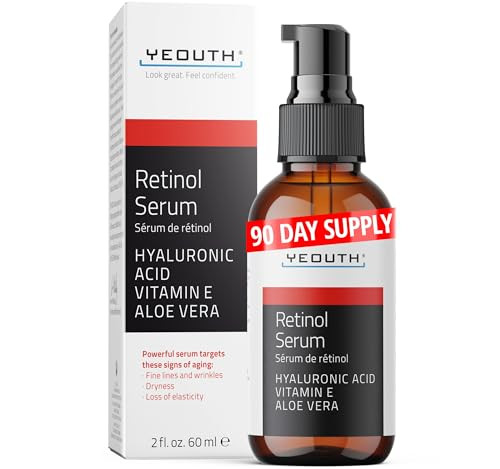 YEOUTH Retinol Serum for Face with Hyaluronic Acid Vitamin E Hydrating Retinol Face Serum for Women Men Facial Skin Care