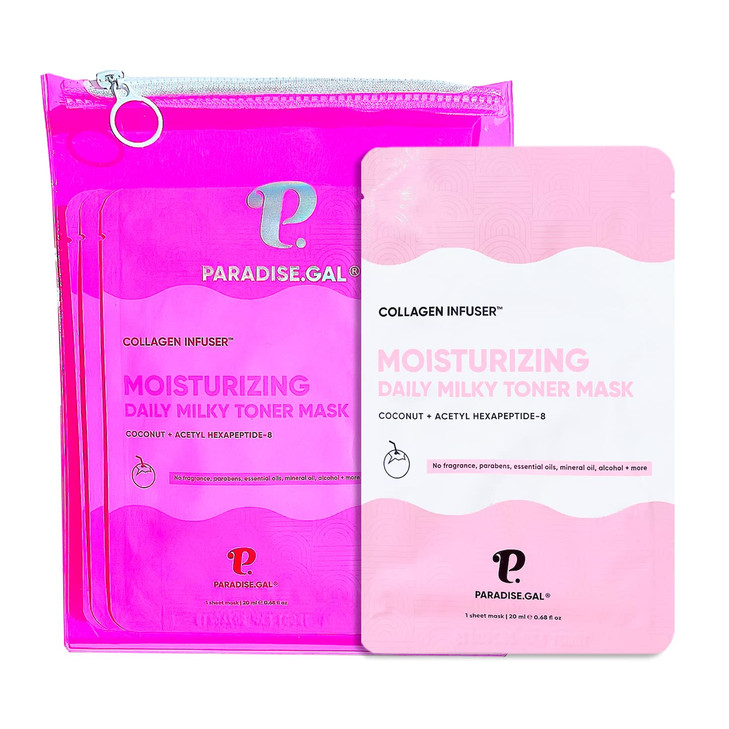 ParadiseGal Moisturizing Face Masks 10Pack Korean Skincare Infused with Collagen Coconut Acetyl Hexapeptide8 Niacinamide