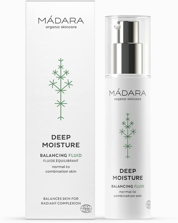 Madara Organic Skincare Deep Moisture Fluid 50ml Ultralight texture 24hour hydration Balancing Dermatologically tested E
