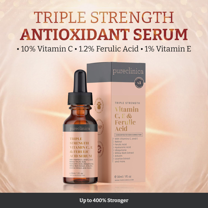 Triple Strength Vitamin C E Ferulic Acid Serum w Retinol double weight Hyaluronic Acid 30ml 1 fl oz