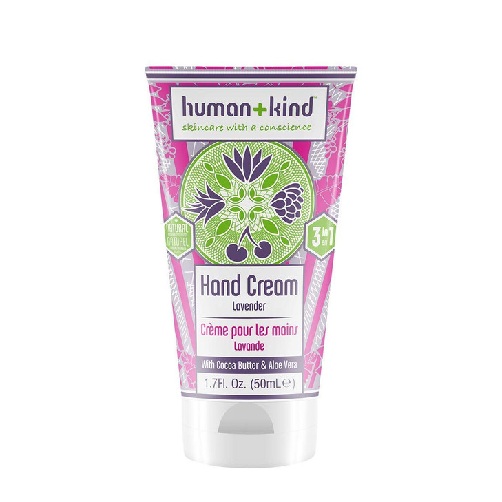 Human+Kind Moisturizing Hand Cream Lavender - Hydrating Cream with Avocado Oil and Shea Butter - Intense, Fast Absorbing Moisturizer for Smooth Skin