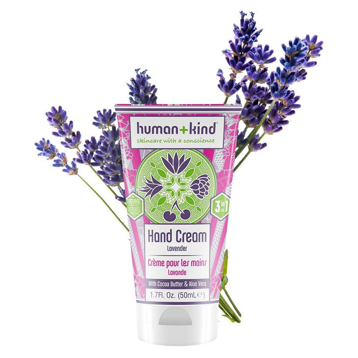 Human+Kind Moisturizing Hand Cream Lavender - Hydrating Cream with Avocado Oil and Shea Butter - Intense, Fast Absorbing Moisturizer for Smooth Skin