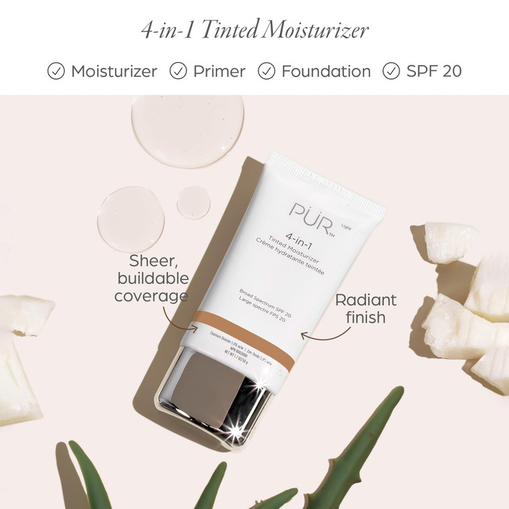 PR MINERALS 4in1 Tinted Moisturizer with SPF 20 Hydrating Skin Tint Face Moisturizer Primer Foundation with Shea Butter