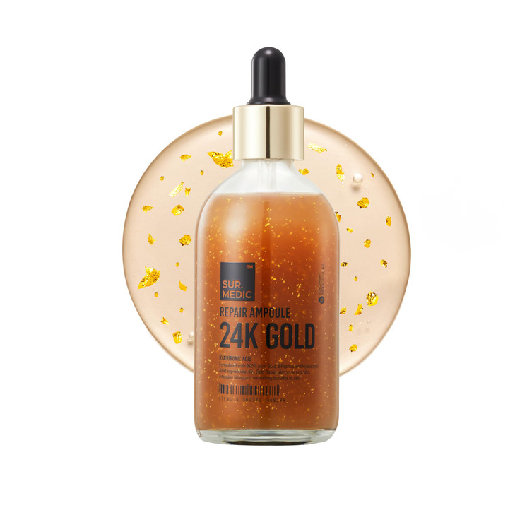 SURMEDIC 24K Gold Repair Ampoule 999 Pure Gold Serum for Face Hyaluronic Acid Collagen Nourishing Moisturizer for Firmin