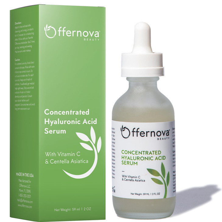 Concentrated Hyaluronic Acid Serum with Vitamin C Centella Asiatica Pure Organic Vegan Ingredients Suero Concentrado de