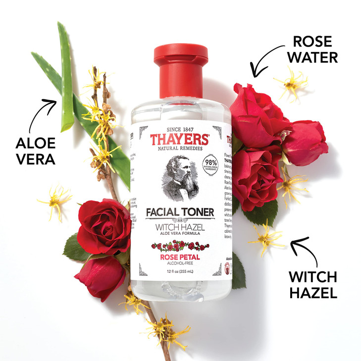 THAYERS AlcoholFree Hydrating Rose Petal Witch Hazel Toner with Aloe Vera 12 Oz Pack of 3