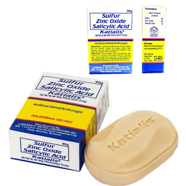 KATIALIS SOAP Sulfur Zinc Oxide Salicylic Acid Anti Fungal Anti Bacterial Soap 90 grams online at globaldelivered