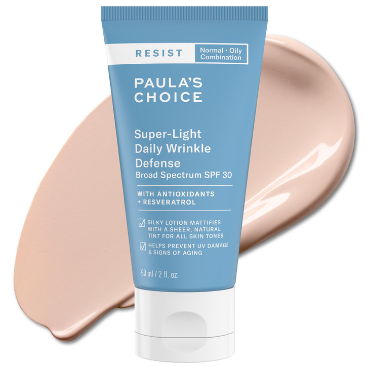 Paulas Choice RESIST SuperLight Daily Wrinkle Defense Mineral Sunscreen SPF 30 Face Sunscreen for Oily Skin Matte Tinted