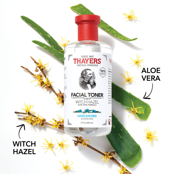 THAYERS AlcoholFree Unscented Witch Hazel Toner with Aloe Vera 12 Fl Oz Pack of 3