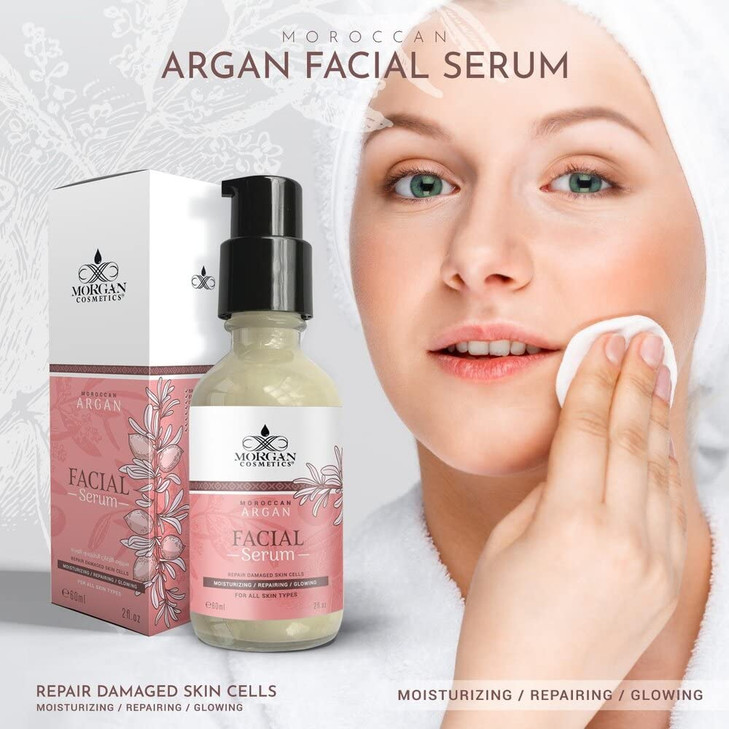 Morgan Cosmetics 100 Pure Cold Pressed Organic Argan Oil Moisturizing Facial Serum Anti Aging with Hyaluronic Acid Reduc