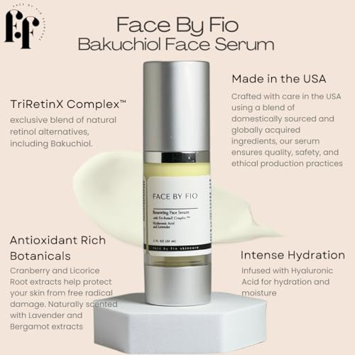 Face by Fio Bakuchiol Face Serum with Hyaluronic Acid Natural Retinol Alternative AntiAging Serum Reduces Appearance of