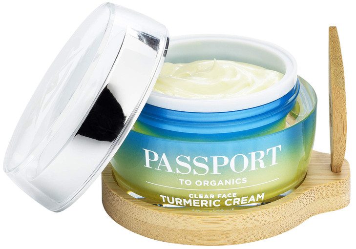 Passport to Organics Clear Face Turmeric Cream Lightweight Face Cream for Sensitive Skin AntiAging Skin Care with Vitami