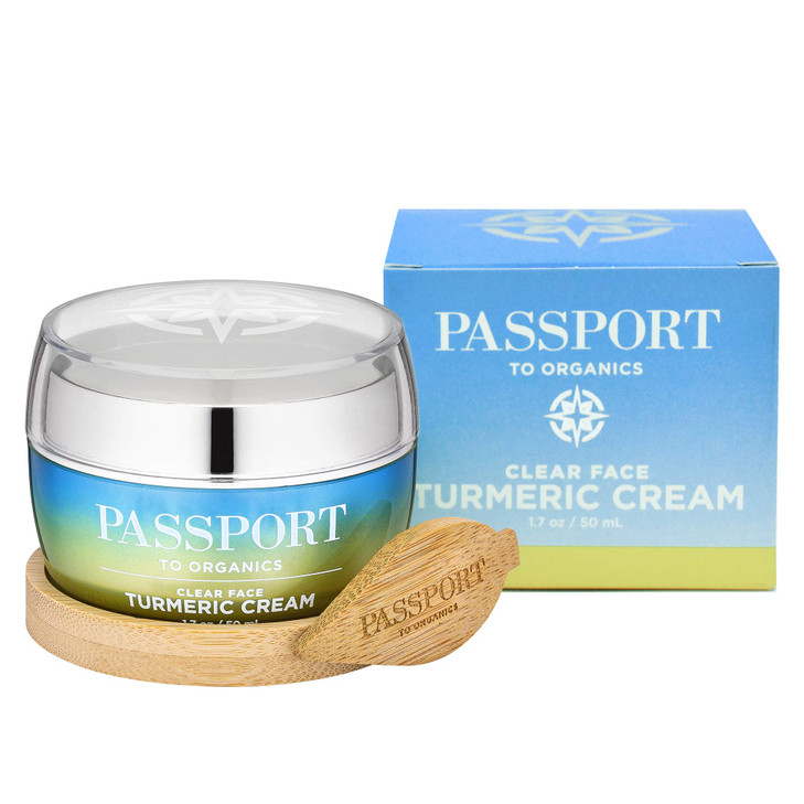 Passport to Organics Clear Face Turmeric Cream Lightweight Face Cream for Sensitive Skin AntiAging Skin Care with Vitami