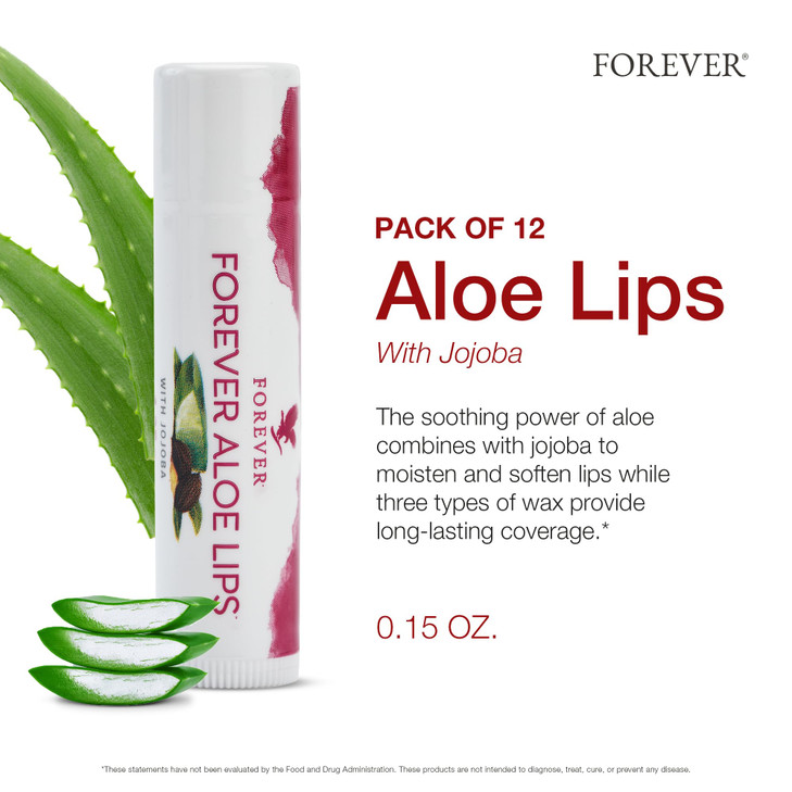 Forever Living Aloe Lips Moisturizing Lip Balm with Aloe Jojoba and Beeswax Vegan Ultimate Lip Care Pack of 12