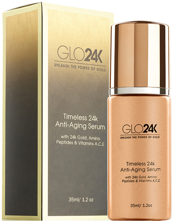 GLO24K Timeless Serum with 24k Gold Peptides and Vitamins ACE A Powerful formula to nourish and revitalize your skin