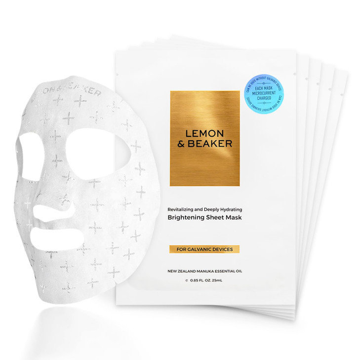 LEMON BEAKER Brightening Face Masks Pack of 5 Vegan Korean Face Mask Microcurrent Gel Sheet Skin Care Manuka Essential O