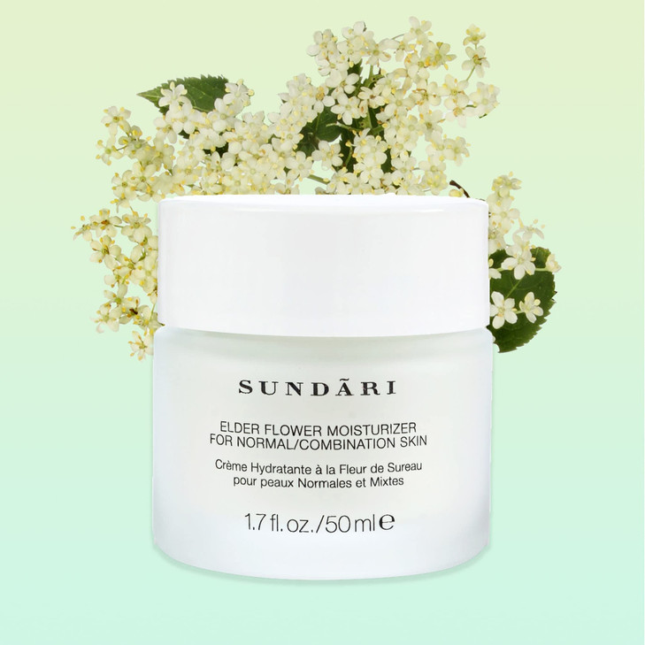 SUNDARI Elder Flower Moisturizer 17 Fl Oz Lightweight Hydrating Face Cream AntiAging Soothing Refreshes and Nourishes Al