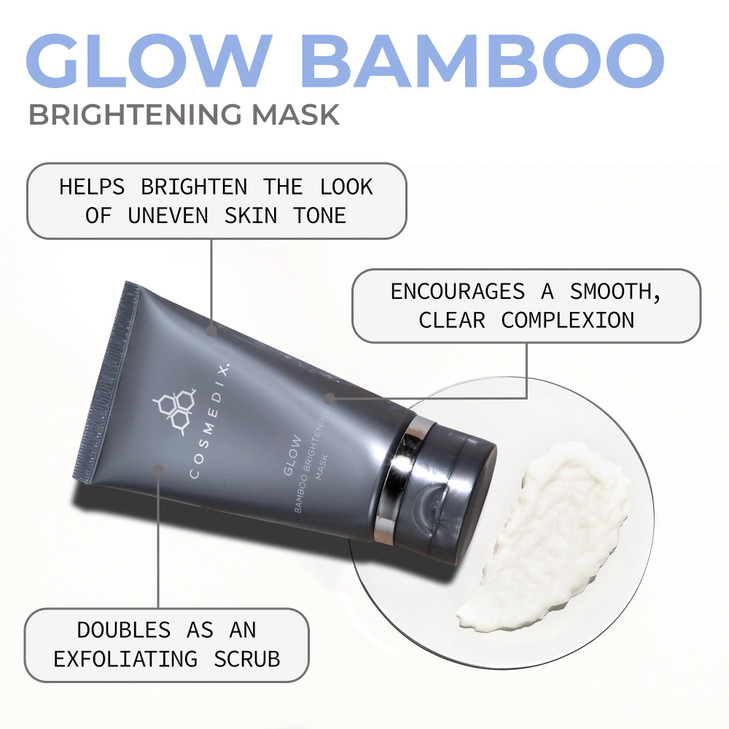 COSMEDIX Glow Bamboo Brightening Facial Mask PM Exfoliating Facial Scrub for Tired Dull Uneven Skin AntiAging Gentle Nig