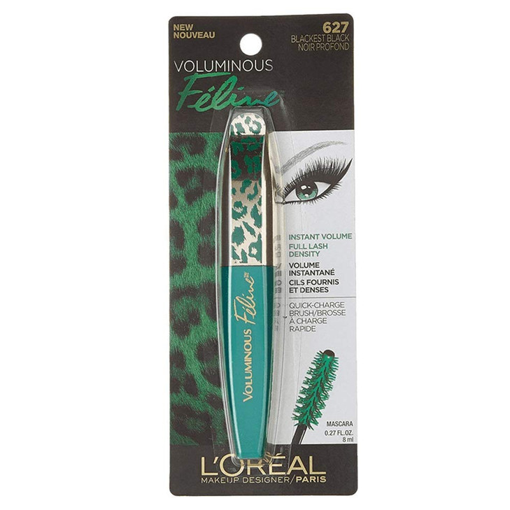 L'Oreal Paris Cosmetics Voluminous Feline Washable Mascara, Blackest Black, 1 Tube online at globaldelivered