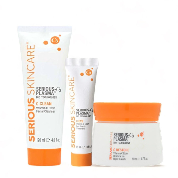 Serious Skincare Vitamin C Collagen Night Skin Care Set Reduce Wrinkles Brightening CRestore Night Cream Moisturizer Eye
